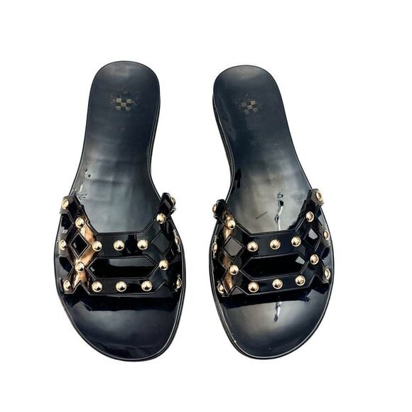 Sam Edelman Black Sandals with Gold Accents - Picture 1 of 4